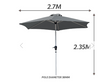 GlamHaus Garden Parasol Tilting Umbrella 2.7M Dark Grey 40-3-561