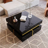 Coffee Table Living Room Storage Display Square Tea Table With 2 Drawers, Black
