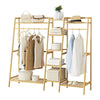 Neo Natural Bamboo Freestanding Open Clothes Rack Rail Storage Shelf Coat Stand