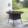 Outdoor Garden Dining Table Black/Brown Poly Rattan and Glass Home Furniture