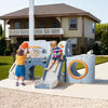 Toddler Slide Set,8in1 Kids Slide Playset wBasketball Hoop and Tunnel Playground