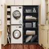 Storage Cabinet Wooden Tall Pantry Cupboard 2 Door Shelves Freestanding Black