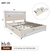 UPHOLSTERED BED FRAME 4FT6 DOUBLE BED LED LIGHTS WITH STORAGE DRAWERS, HEADBOARD