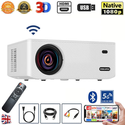 4K Projector 25000LMS 1080P 3D 5G WiFi Bluetooth Video Home Theater 250