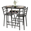 Small Table and 2 Chairs 3PCS Bar Kitchen Dining Breakfast Furniture Set W/Shelf