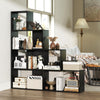 Wooden Storage Organizer 4-Tier Stepped Bookshelf-Black