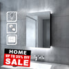 LED Bathroom Mirror Black Cabinet with Shaver Socket 500x700 Single Door Button