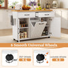 Mobile Kitchen Cart Kitchen Island w/Trash Bag Storage-White