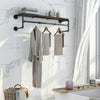Thicken Metal Pipe Clothes Rack Wooden Clothes Hanger Shelf Holder Garment Rail