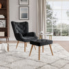Modern Fabric Accent Chair with Ottoman Set Comfy High Back Armchair Home Office