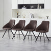 2Pcs Faux Leather Dining Chairs Padded Seat Dining Room Chair Metal Legs