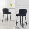 2 pcs Faux Leather / Velvet Bar Stools Diamond Design Soft Upholstered Seat Back