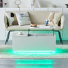 High Gloss Coffee Table Lift Up With StorageSofa End Table LED Light Modern