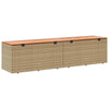 Garden Storage Box Beige 220x50x54 Poly Rattan Acacia Wood K6H0