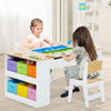 Children Wood Art Table & Art Easel Set Toddler Craft & Activity Table-Natural