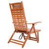 Foldable Bamboo Recliner Chair Garden Balcony Sun Lounger with Footrest Headrest
