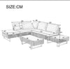 Rattan Garden Furniture Set Patio 6-seater L-shape Sofa w/ Cushions Table Khaki