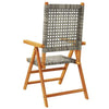 Reclining Garden Chairs 6 pcs Grey Poly Rattan and Solid Wood N9R8