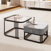 Nesting Coffee Table Side Table with Drawer High-Gloss Tabletop Square Set of 2