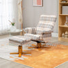 Swivel Recliner Chair with Footstool, Wooden Base and Storage for Living Room