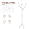 Wooden Coat Rack Freestanding Hallway Tree Rack With Sphere Base and 8 Hooks