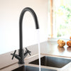 Stainless Steel Kitchen Sink Faucet Mixer Tap Spout Dual Lever Pipe Kits
