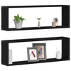 Wall Shelves - Set of 2, Black Oak, 80x15x26 cm, Made from Engineered Wood