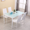 4/6 Seats Black White Dining Table with Upholstered Chairs Tempered Glass Tables