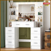 Dressing Table with LED Lights Mirror w/ 7 Drawers Vanity Make up Desk Dresser