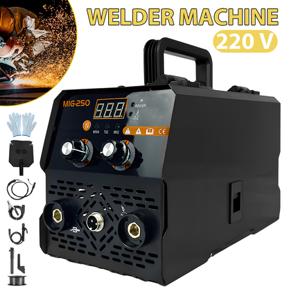 3 IN 1 LED MIG Welder Machine Gasless/Gas 250A 220V Inverter MIG TIG Welding UK