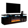 Black Media TV Stand Cabinet w/ 36" Electric Fireplace & 12 LED Lights Furniture
