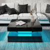 LED Coffee Table High Gloss Square Coffee Table Modern Living Room Furniture New