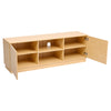 Wood Fireplace TV Stand Double Doors & Open Shelves Modern Console Cabinet 160cm
