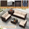 Rattan Sectional Sofa Set 8 PCS Wicker Patio Furniture Set-Brown