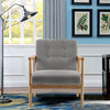 Fabric Upholstered Armchair Solid Wooden Frame Single Sofa Button Back Armchair