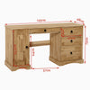 Solid Pine Computer Desk Home Office Table with 1 Door 3 Drawers Storage Waxed