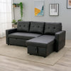 New 3 Seater Pull-Out Reversible Chaise Sofa Bed with Storage, Faux Leather