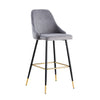 Pair of Bar Stools Kitchen Breakfast Velvet Padded Bar Chair with Metal Legs