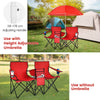 Folding Loveseat Camping Chair Portable Picnic Double Chair w/umbrella
