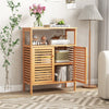 Bamboo Side Storage Organizer Bathroom Floor Cabinet w/ Double Doors