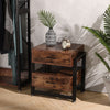 2 Drawer Bedside Cabinet Bedroom Storage Nightstand Rustic Wood Lamp Side Table