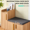Shoe Bench with Cushion Storage Cabinet for Living Room Natural