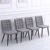 4pc Dining Chairs Set Grey Fabric Seat Back Metal Legs Dining Room Kitchen Chair