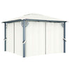 Gazebo with Curtain & LED String Lights 3x3 m Cream Aluminium