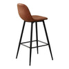 Set of 2 Brown Faux Leather Bar stools 75 cm seat Higt with Foot rest Barstool