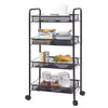4 Tier Kitchen Rotating Storage Trolley Cart Vegetable Mobile Shelf Rack +Rollen