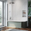Frameless Bath Shower Screen Fixed Door Black Profile 6mm Glass Panel 800x1400mm