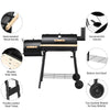 Charcoal Grill Offset Smoker with Cove,Barrel Charcoal Grill with Side Table
