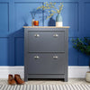 2 Door Shoe Cabinet Graphite Grey Oak Hallway Storage Cupboard