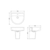 520mm Basin & Semi Pedestal 1 Tap Hole Modern Curved Bathroom Sink 1 Tap Hole